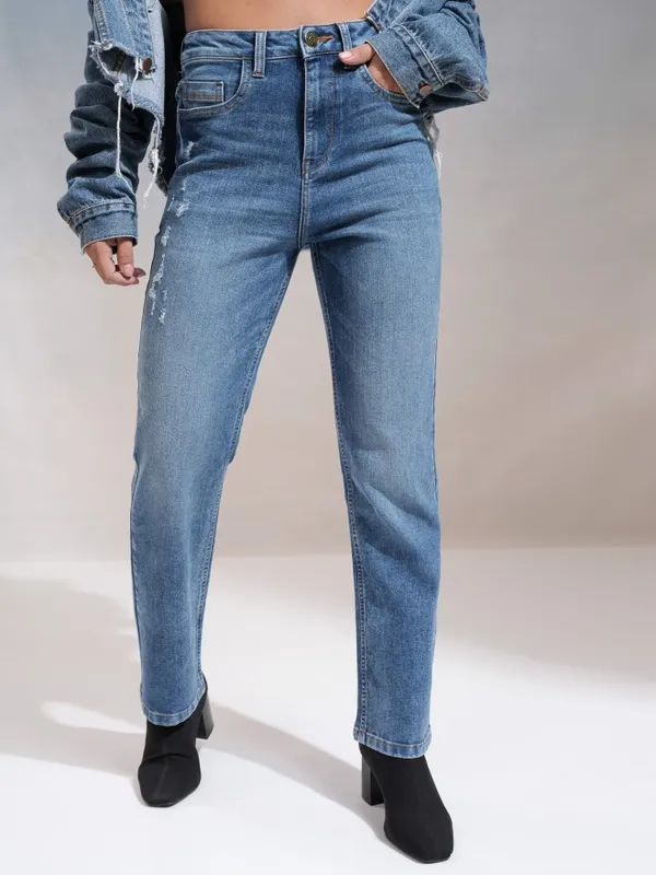 Tokyo Talkies Women Blue Straight Fit Stretchable Jeans