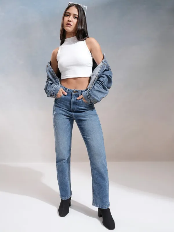 Tokyo Talkies Women Blue Straight Fit Stretchable Jeans