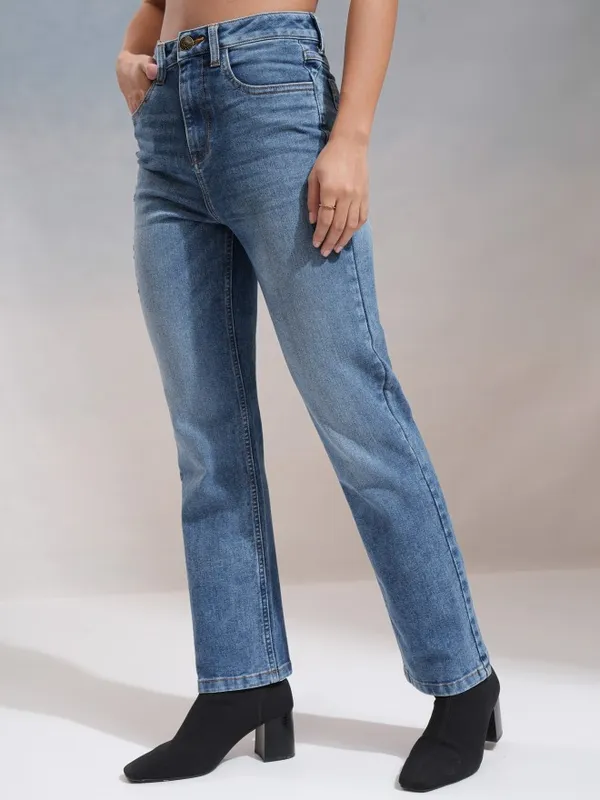 Tokyo Talkies Women Blue Straight Fit Stretchable Jeans