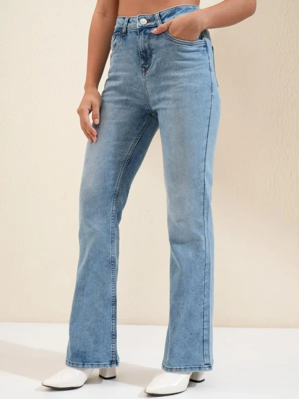 Tokyo Talkies Women Blue Flared Stretchable Jeans