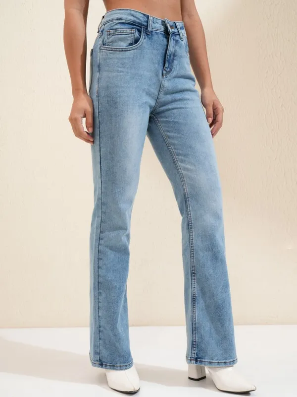 Tokyo Talkies Women Blue Flared Stretchable Jeans