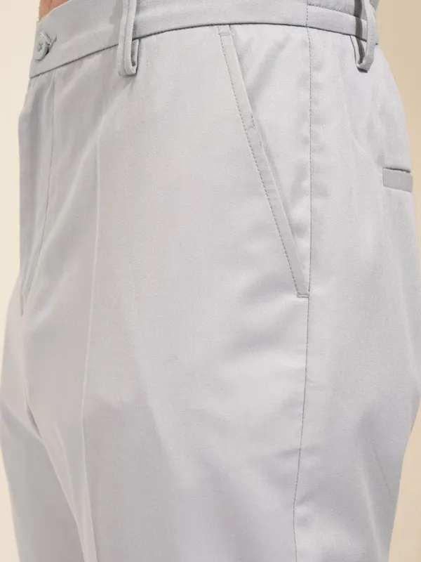 Highlander Men Grey Slim Fit Solid Formal Trouser