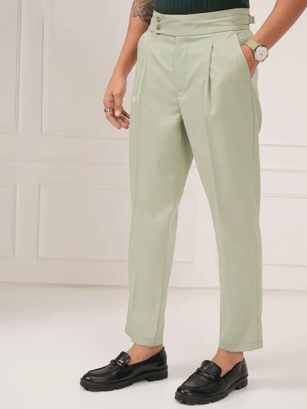 Highlander Men Green Tapered Fit Solid Formal Trouser