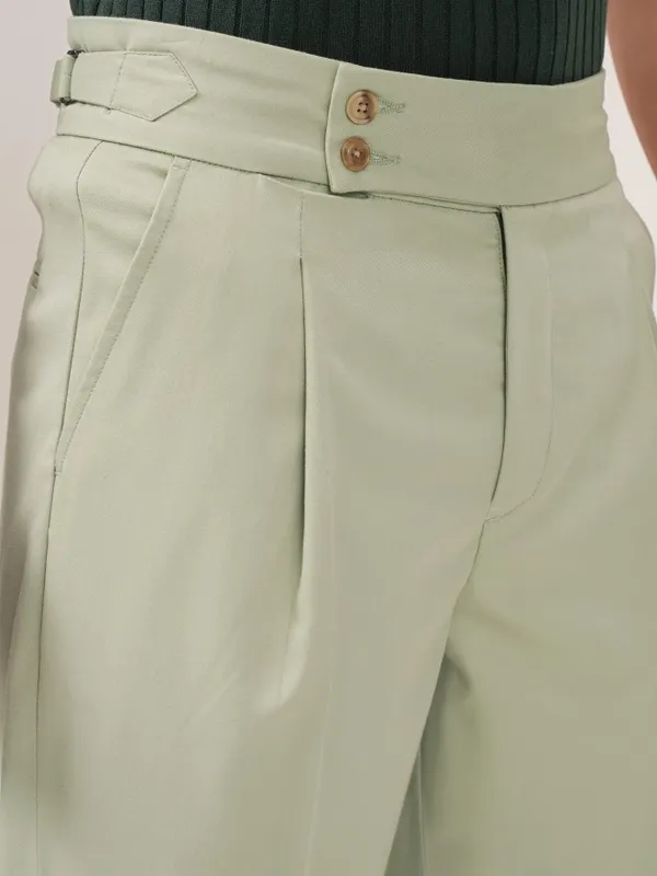 Highlander Men Green Tapered Fit Solid Formal Trouser