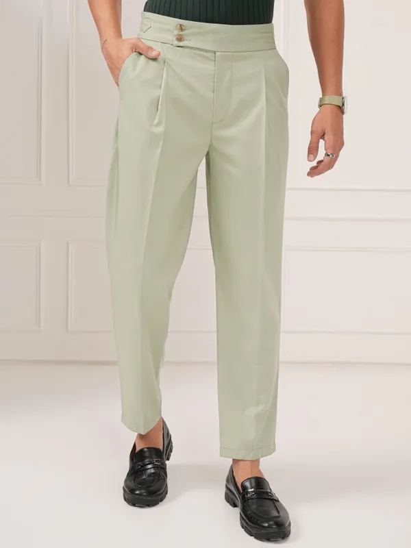 Highlander Men Green Tapered Fit Solid Formal Trouser