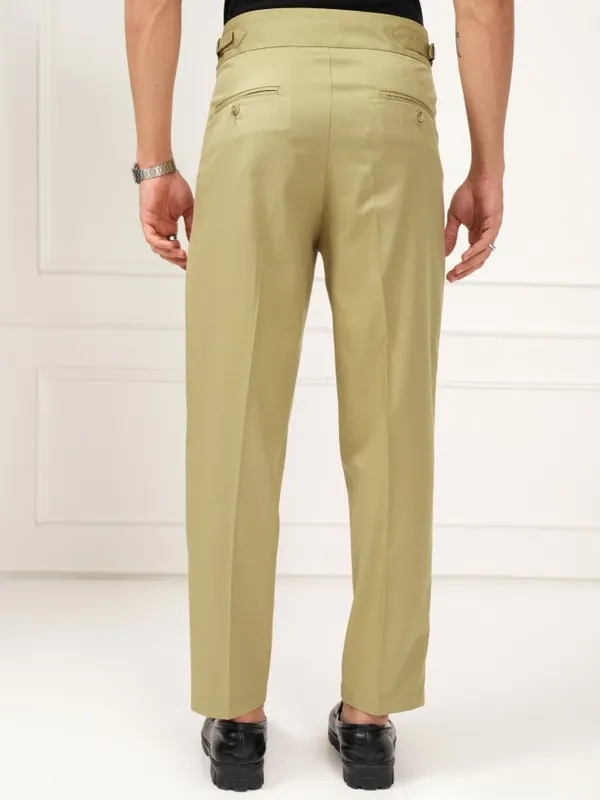 Highlander Men Khaki Tapered Fit Solid Formal Trouser