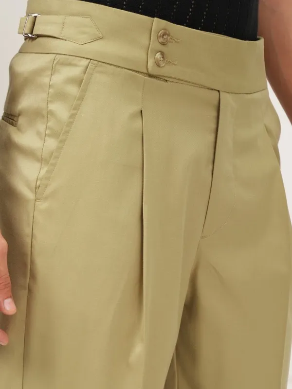 Highlander Men Khaki Tapered Fit Solid Formal Trouser