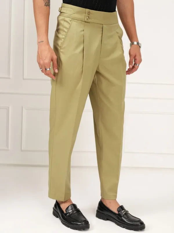 Highlander Men Khaki Tapered Fit Solid Formal Trouser