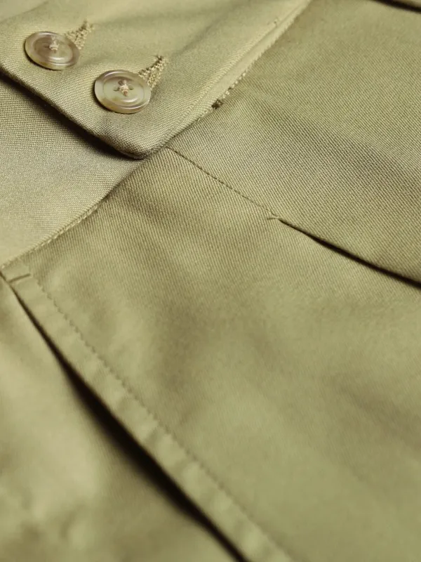 Highlander Men Khaki Tapered Fit Solid Formal Trouser