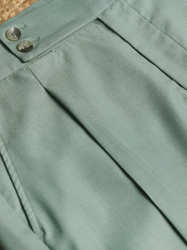 Highlander Men Olive Tapered Fit Solid Formal Trouser