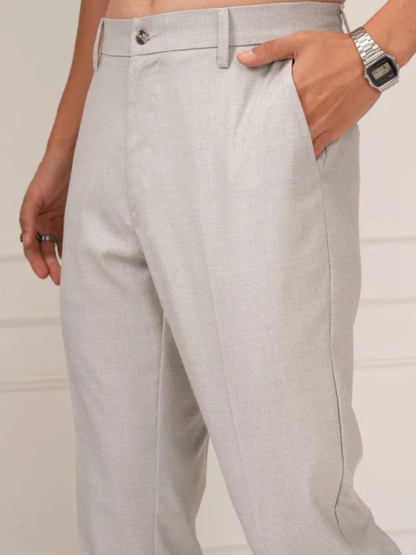 Highlander Men Grey Slim Fit Solid Formal Trouser