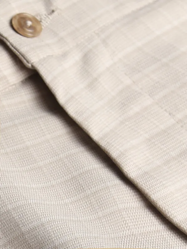 Highlander Men Beige Slim Fit Checked Formal Trouser