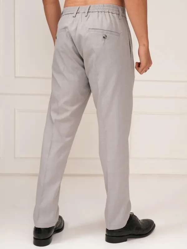 Highlander Men Grey Slim Fit Solid Formal Trouser