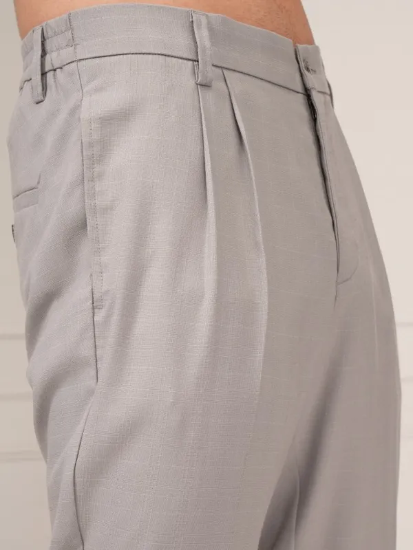 Highlander Men Grey Slim Fit Solid Formal Trouser