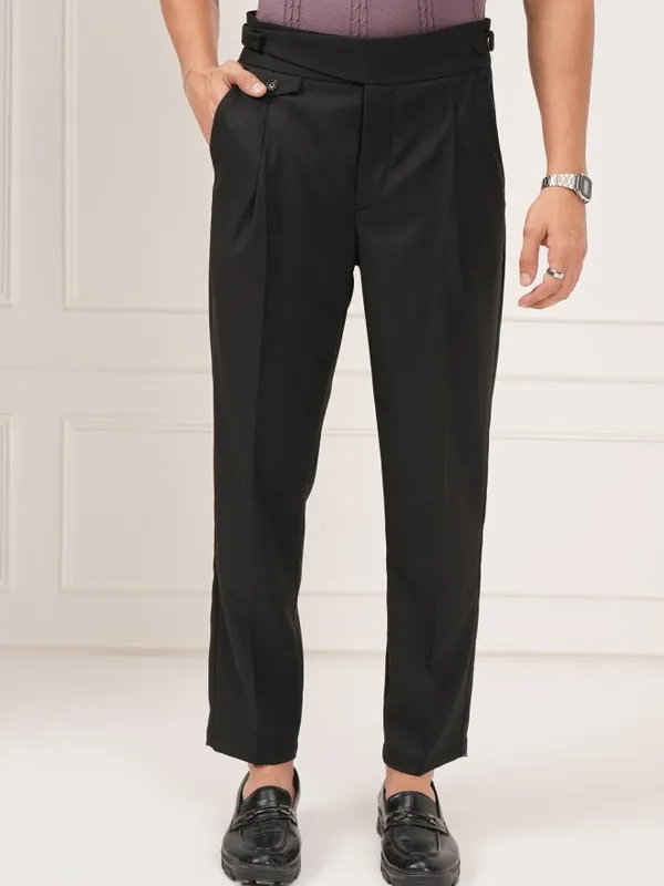 Highlander Men Black Slim Fit Solid Formal Trouser