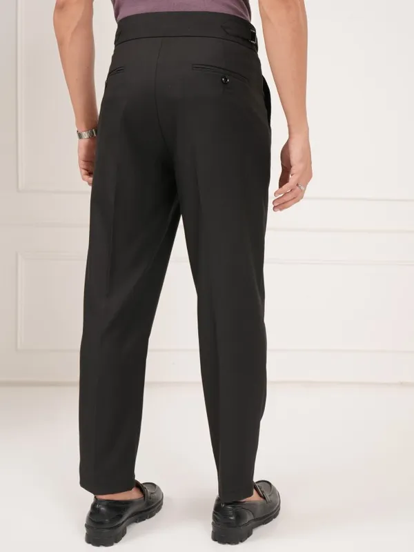 Highlander Men Black Slim Fit Solid Formal Trouser