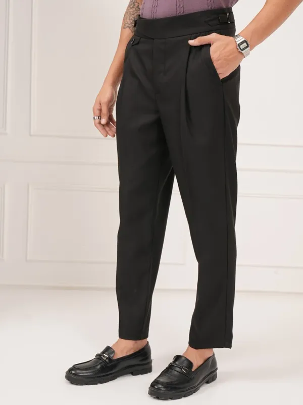 Highlander Men Black Slim Fit Solid Formal Trouser