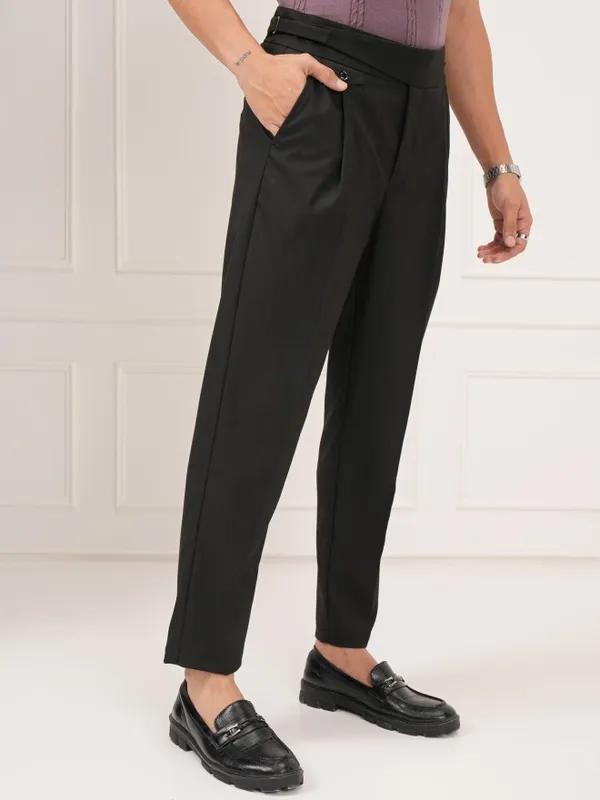 Highlander Men Black Slim Fit Solid Formal Trouser