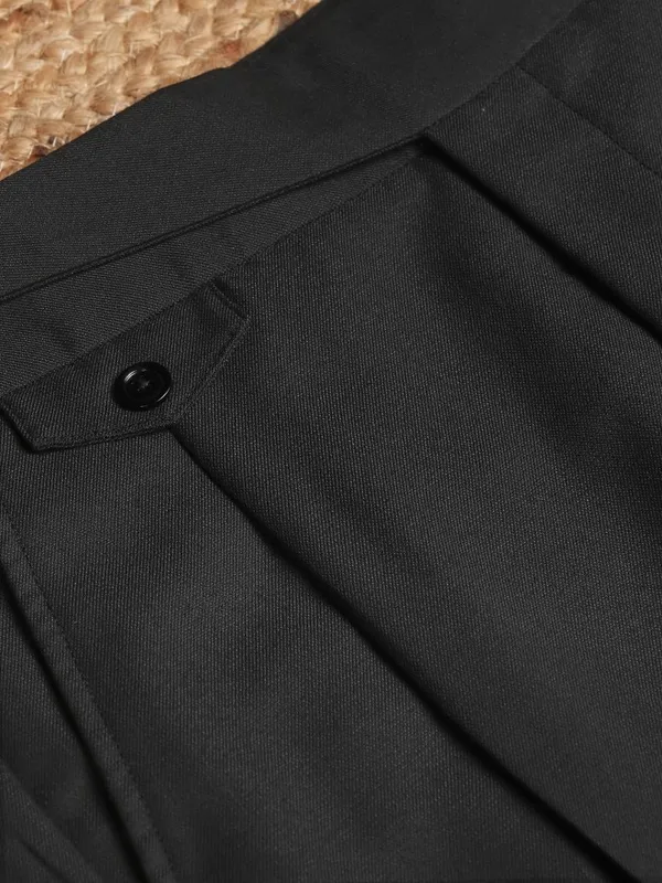 Highlander Men Black Slim Fit Solid Formal Trouser