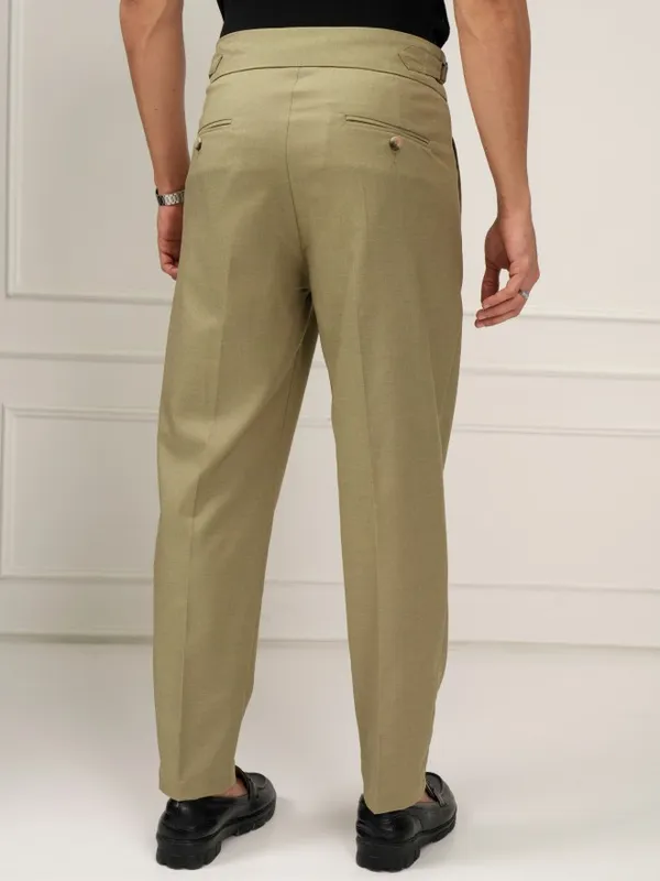 Highlander Men Khaki Slim Fit Solid Formal Trouser