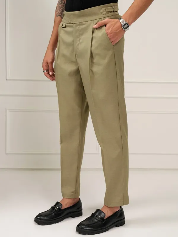 Highlander Men Khaki Slim Fit Solid Formal Trouser