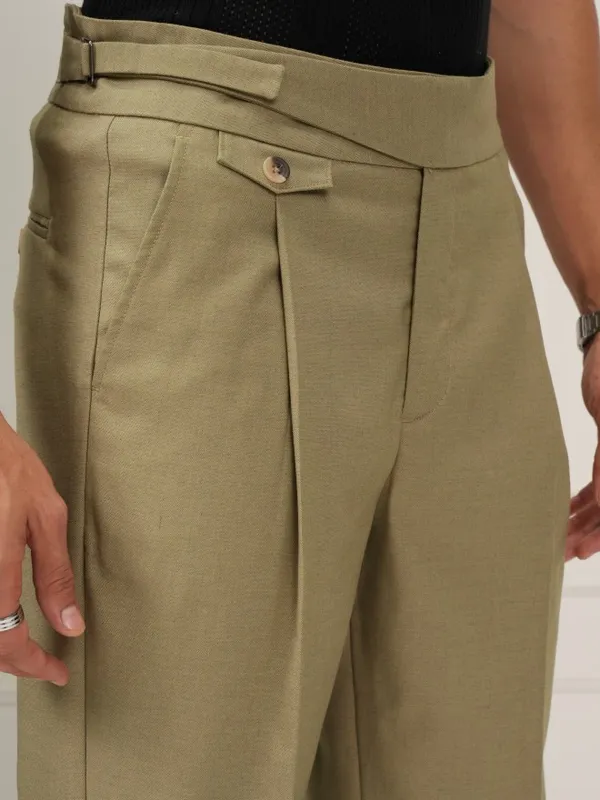 Highlander Men Khaki Slim Fit Solid Formal Trouser