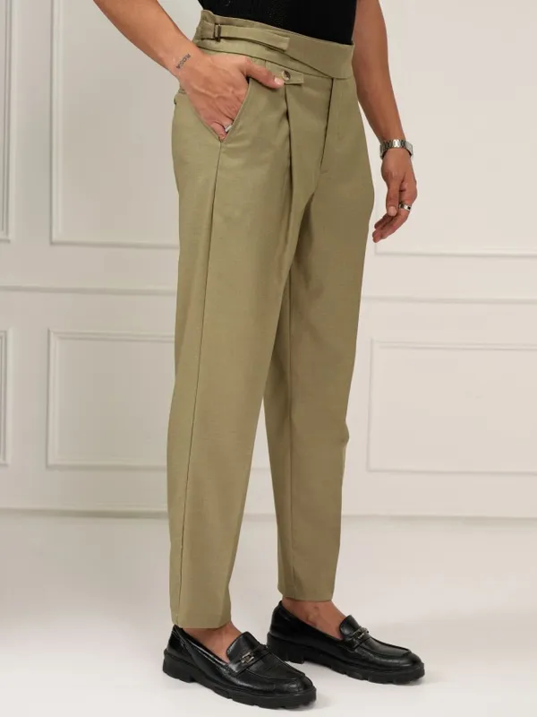 Highlander Men Khaki Slim Fit Solid Formal Trouser