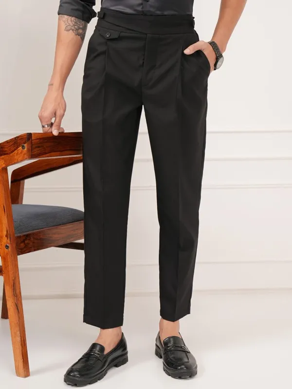 Highlander Men Black Slim Fit Solid Formal Trouser