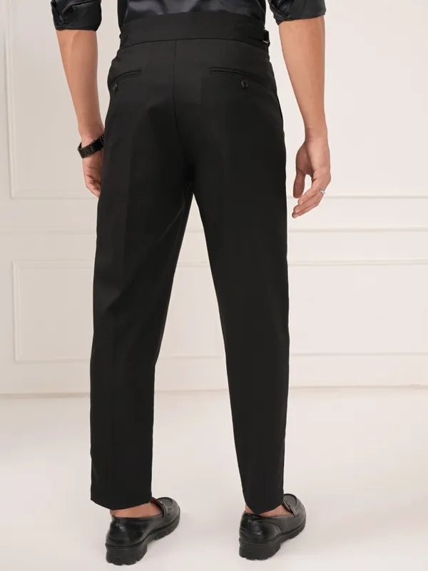 Highlander Men Black Slim Fit Solid Formal Trouser
