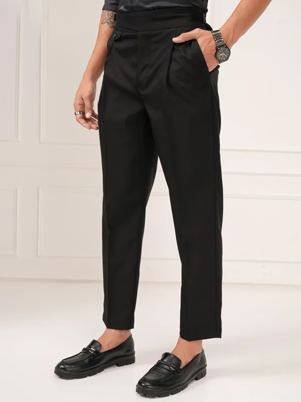 Highlander Men Black Slim Fit Solid Formal Trouser