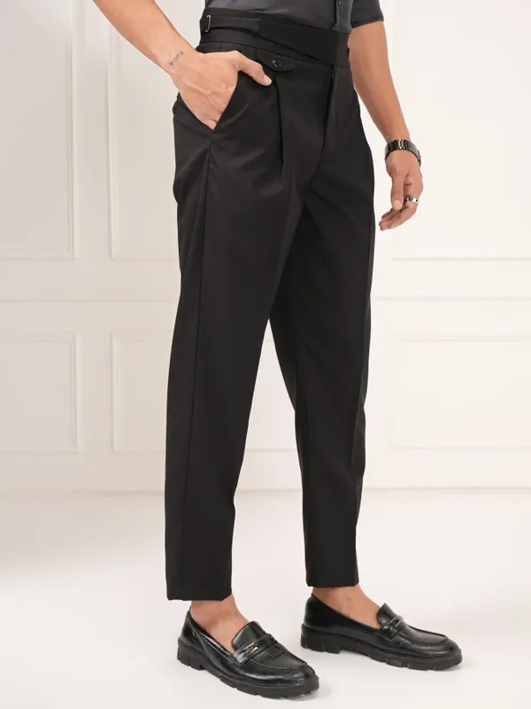 Highlander Men Black Slim Fit Solid Formal Trouser