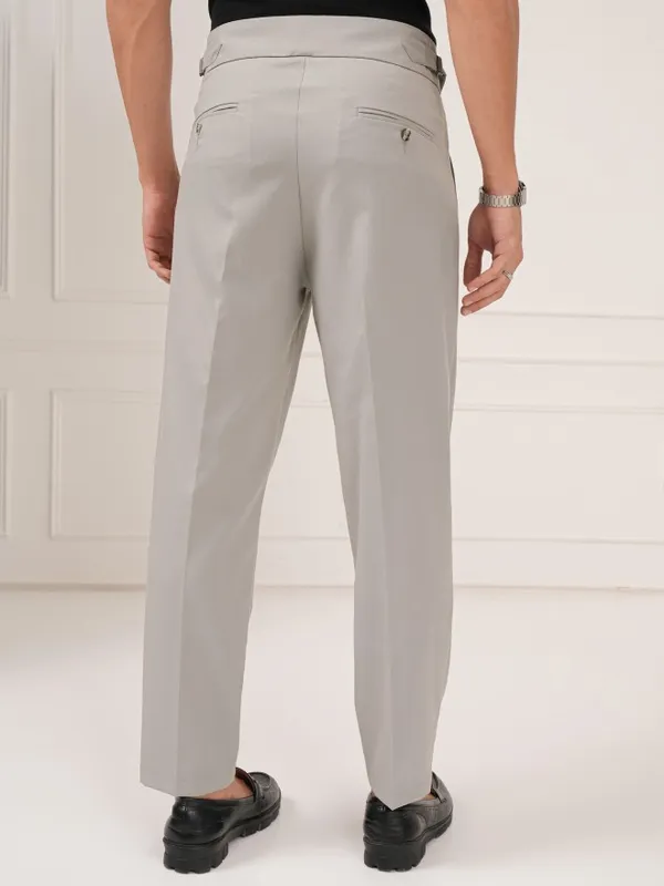 Highlander Men Grey Slim Fit Solid Formal Trouser