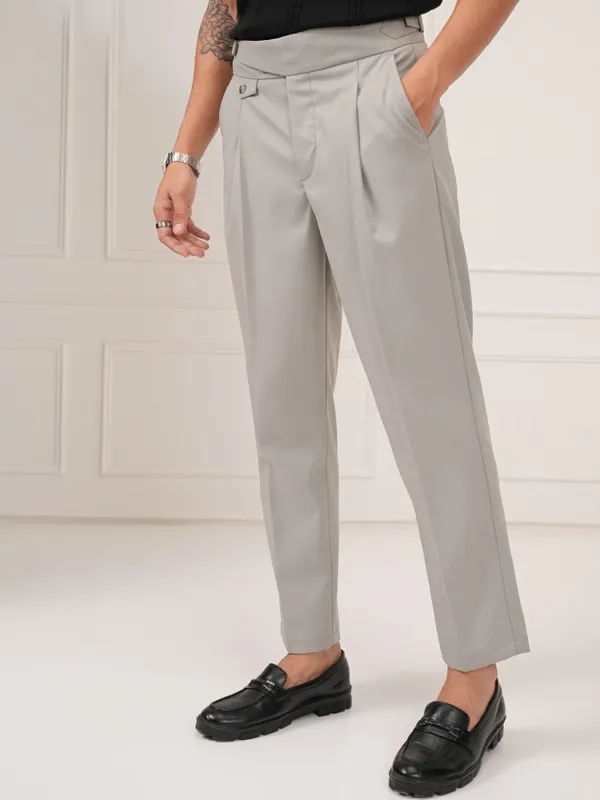 Highlander Men Grey Slim Fit Solid Formal Trouser