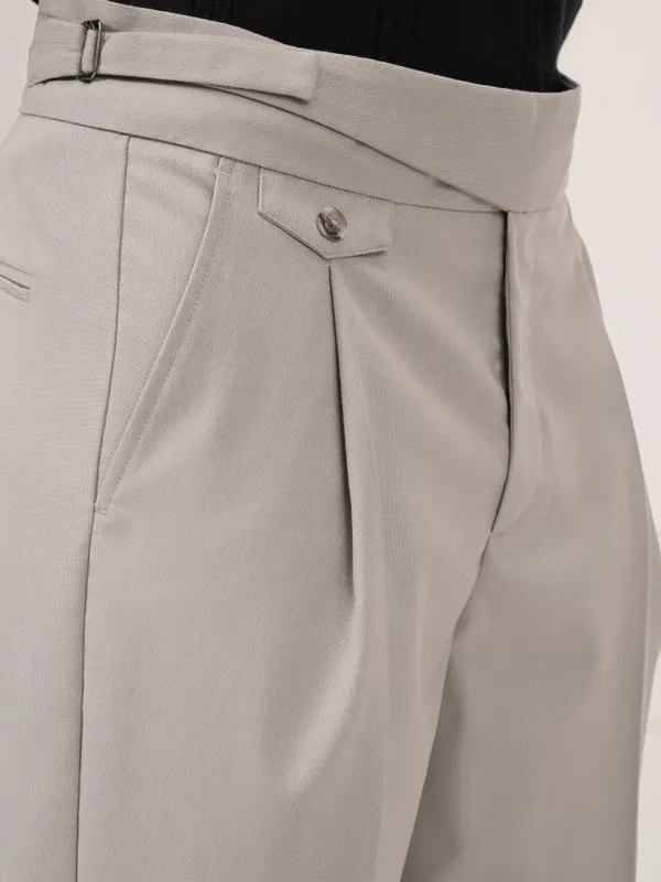 Highlander Men Grey Slim Fit Solid Formal Trouser