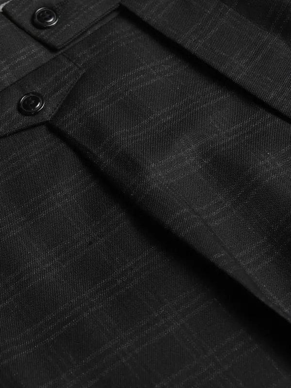 Highlander Men Black Slim Fit Checked Formal Trouser