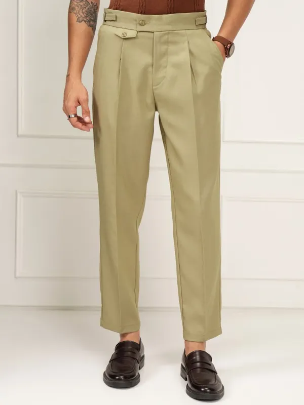 Highlander Men Khaki Slim Fit Solid Formal Trouser