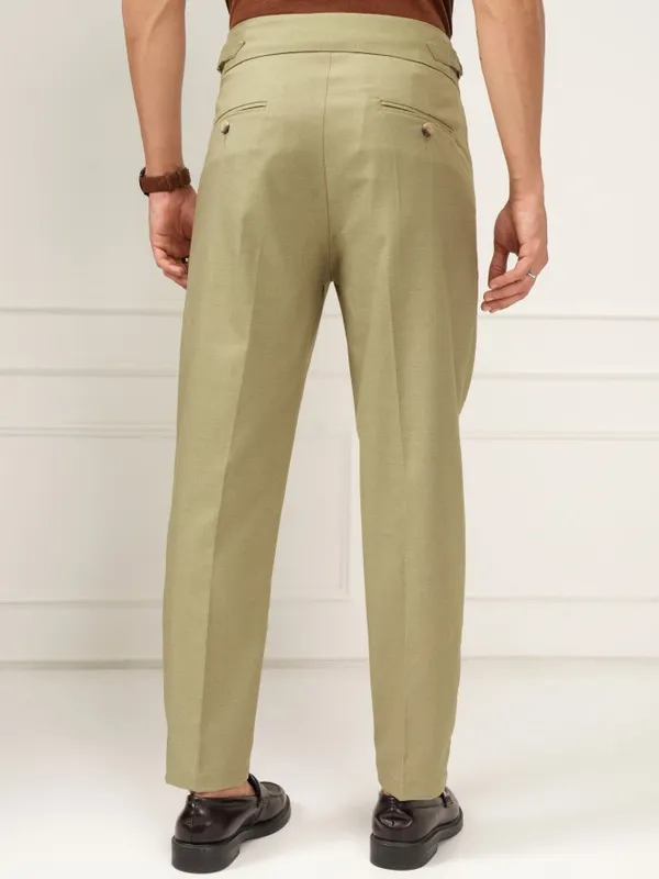 Highlander Men Khaki Slim Fit Solid Formal Trouser