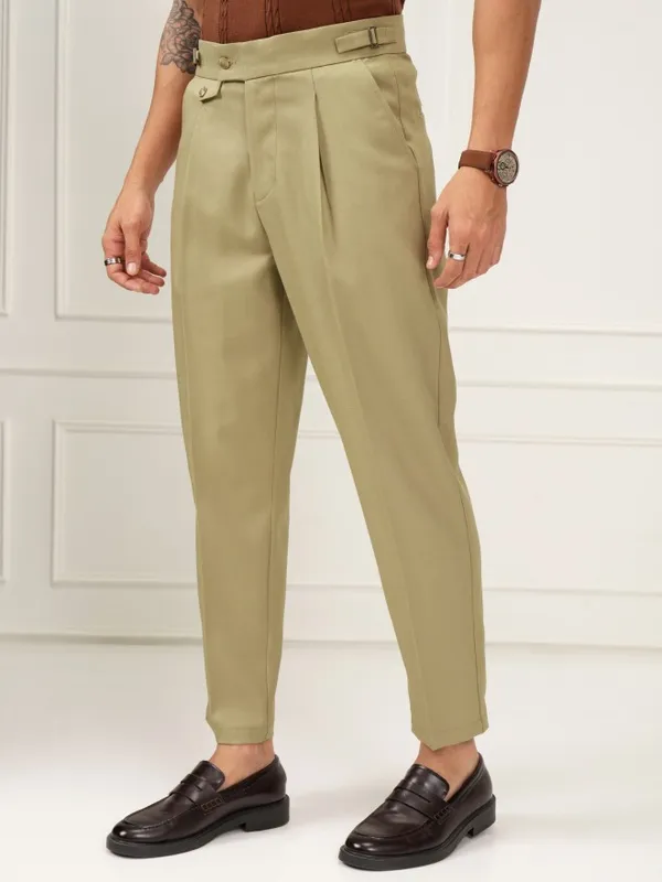 Highlander Men Khaki Slim Fit Solid Formal Trouser