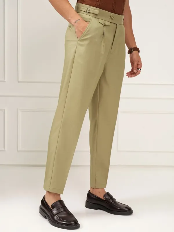 Highlander Men Khaki Slim Fit Solid Formal Trouser