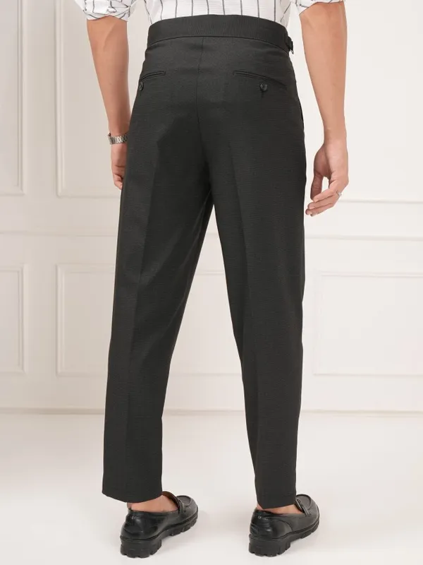 Highlander Men Navy Blue Slim Fit Solid Formal Trouser