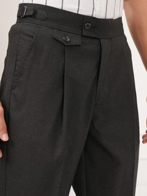 Highlander Men Navy Blue Slim Fit Solid Formal Trouser