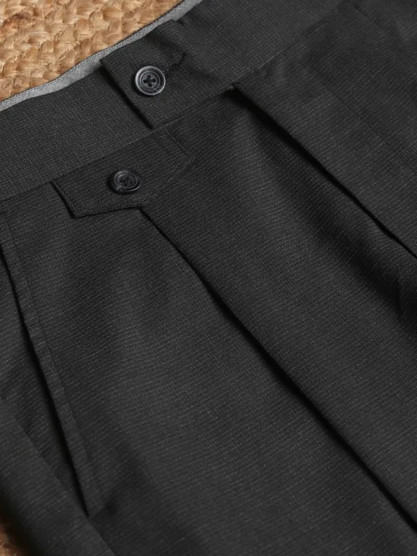 Highlander Men Navy Blue Slim Fit Solid Formal Trouser