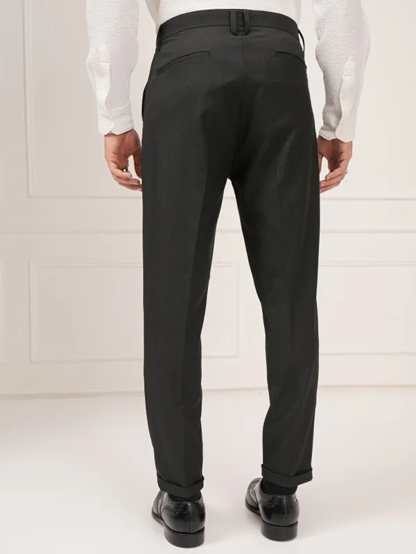 Highlander Men Black Slim Fit Solid Formal Trouser
