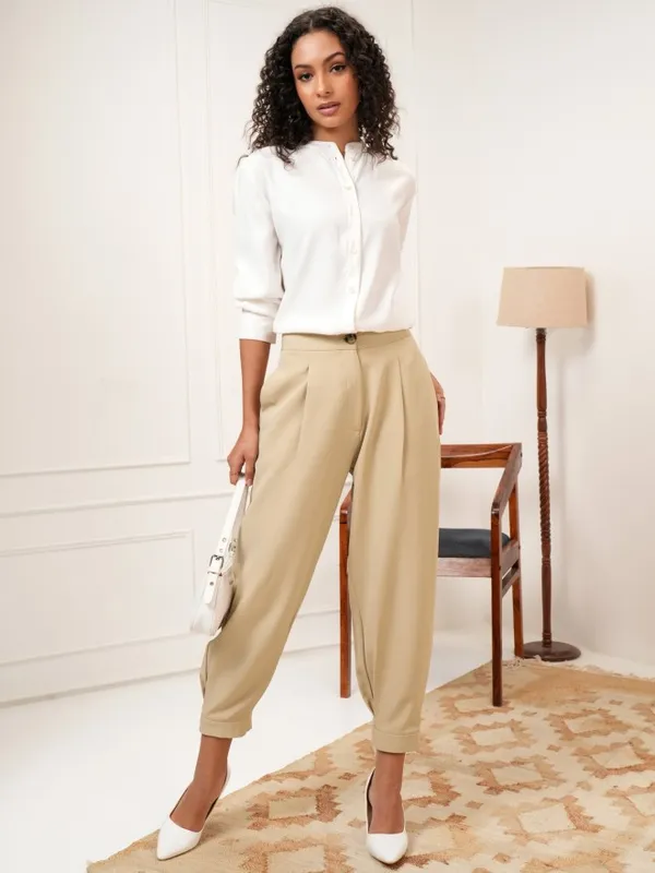 Tokyo Talkies Women Beige Solid Regular Fit Joggers