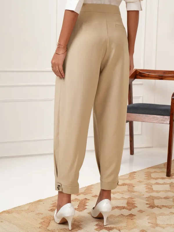 Tokyo Talkies Women Beige Solid Regular Fit Joggers