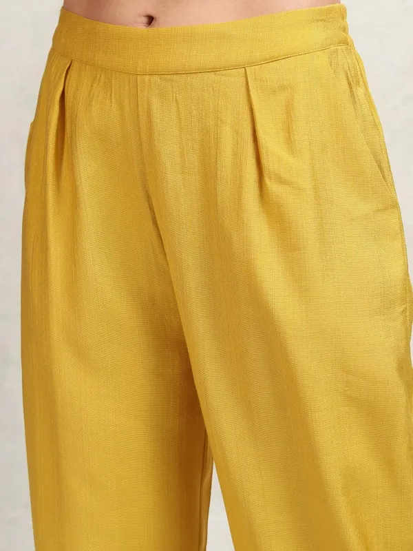 Tokyo Talkies Women Mustard Shirt With Trousers Co-Ords