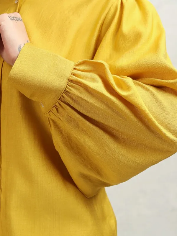 Tokyo Talkies Women Mustard Shirt With Trousers Co-Ords