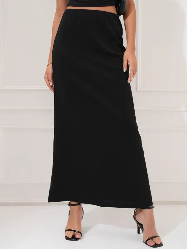 Tokyo Talkies Women Black Maxi Skirt