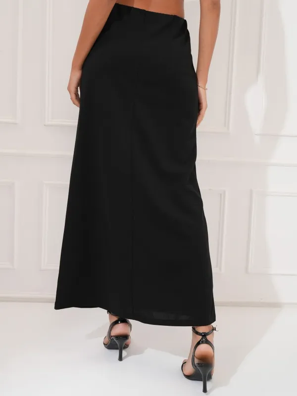 Tokyo Talkies Women Black Maxi Skirt