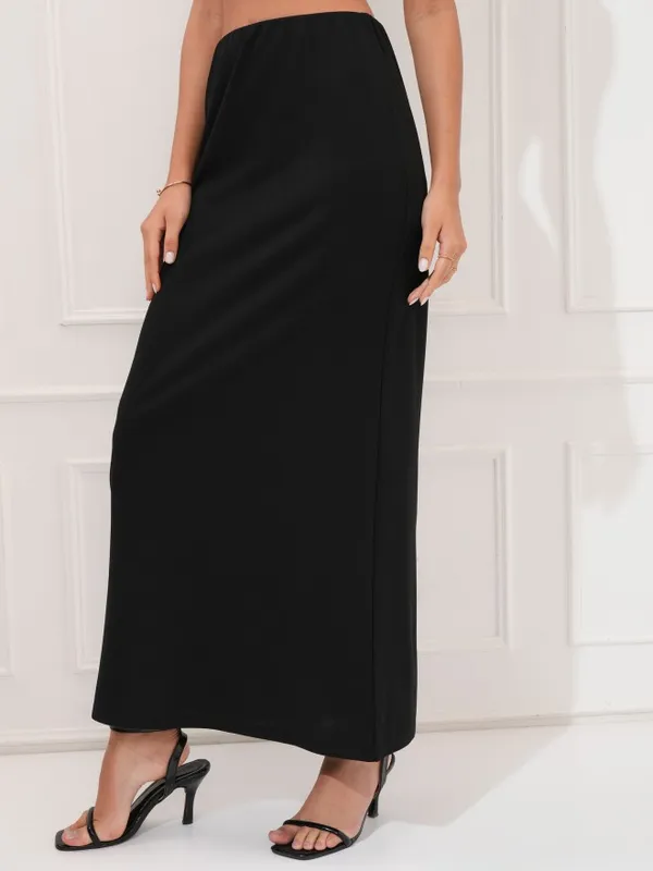 Tokyo Talkies Women Black Maxi Skirt